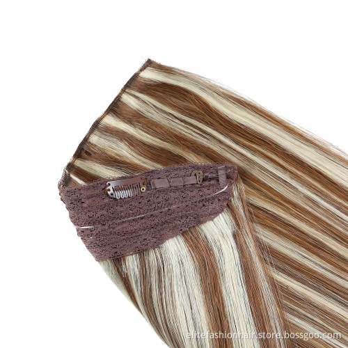 100% Original Russian Top Quality Human Hair Weave Virgin Double Drawn Straight Halo Hair Weft with clip in Halo hair extensions